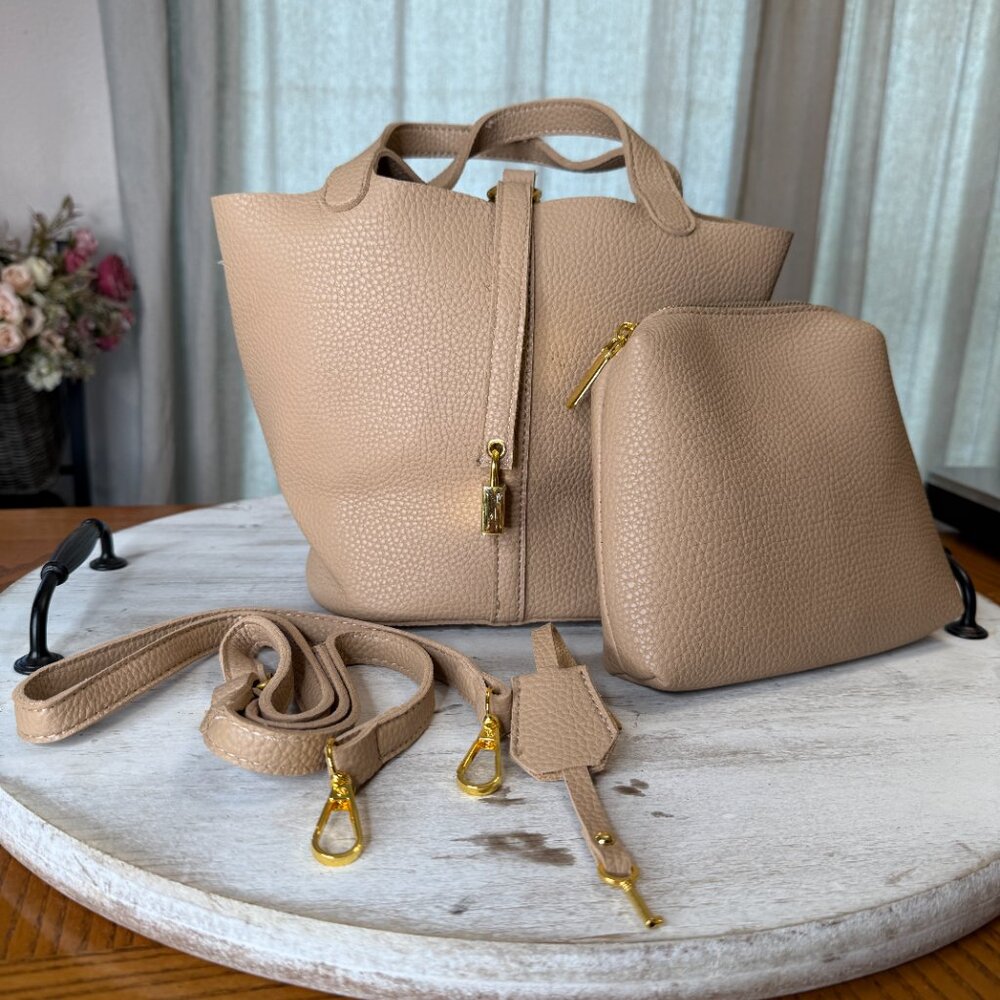 Raycell Beige Tote Bag with Pouch & Crossbody Strap –‎ TikTok Viral – Flawed